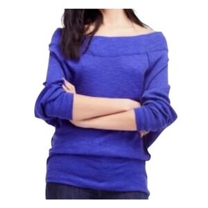 We The Free Palisades Top Women's Blue Sz S Off The Shoulder‎ Boho Beachy EUC